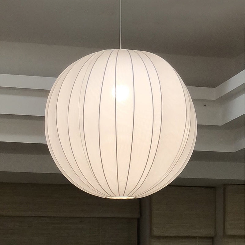1-Light Fabric Hanging Ceiling Lights Modern Style White Ceiling Pendant Lighting