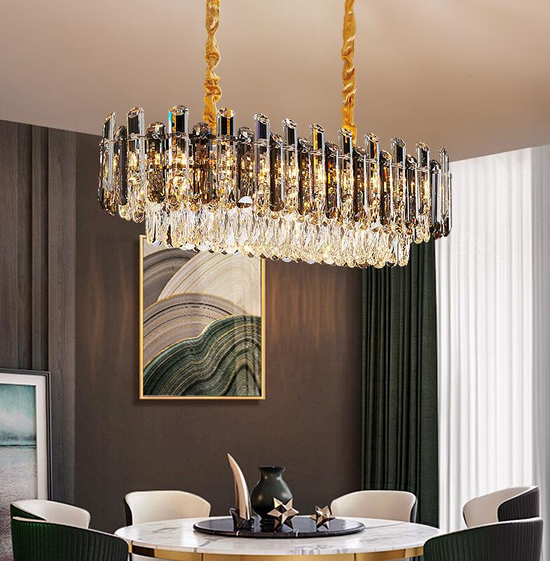 Lampadari moderni per sala da pranzo ovali apparecchi di illuminazione lampadario cristallino a 6 luci
