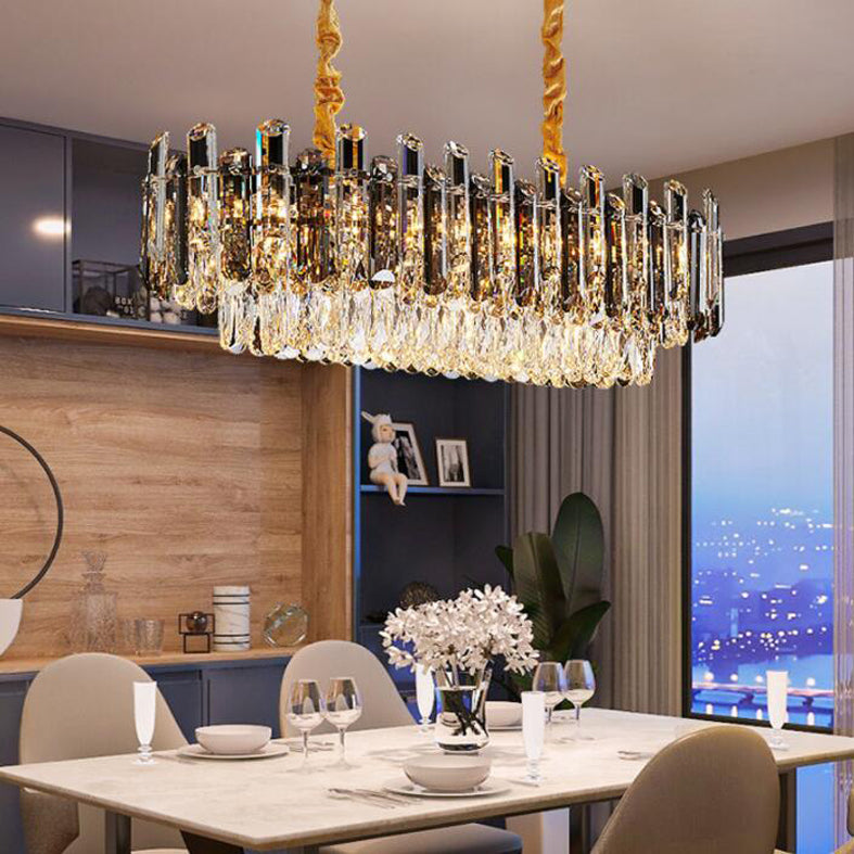 Modern Chandeliers For Dining Room Oval Chandelier Lighting Fixtures Crystal 6-Light