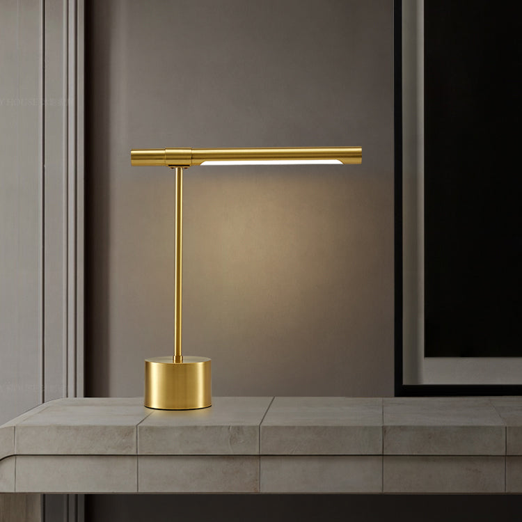 Linear Table Lamp Mid Century Modern Metal 1 Light Table Light in Gold