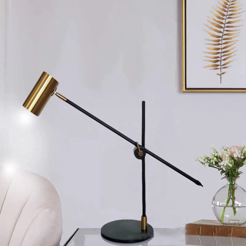 Cylinder Table Lamp Mid Century Modern Metal 1 Light Night Table Lamps