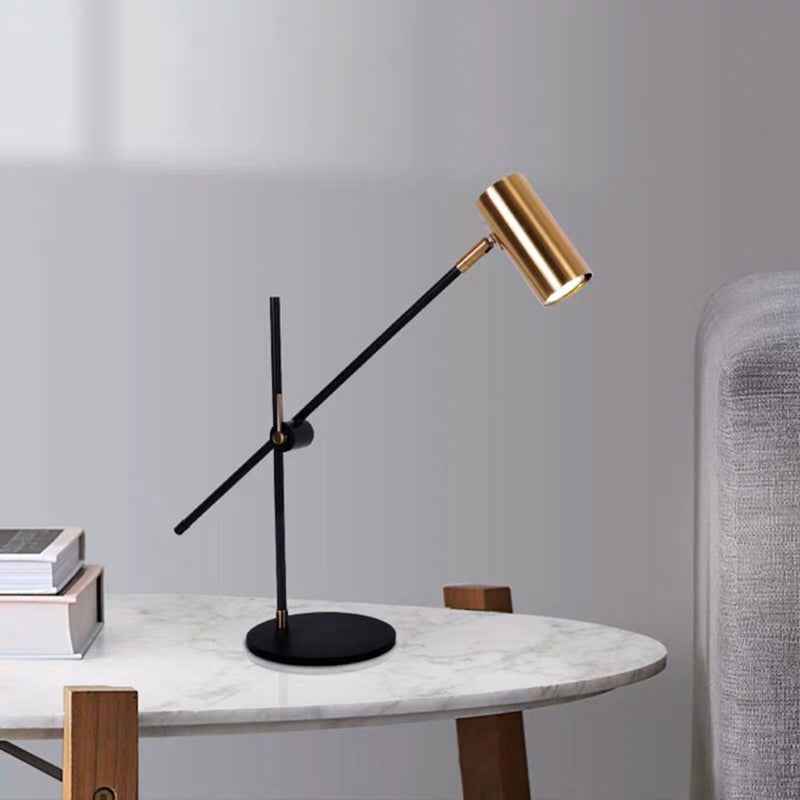 Cylinder Table Lamp Mid Century Modern Metal 1 Light Night Table Lamps