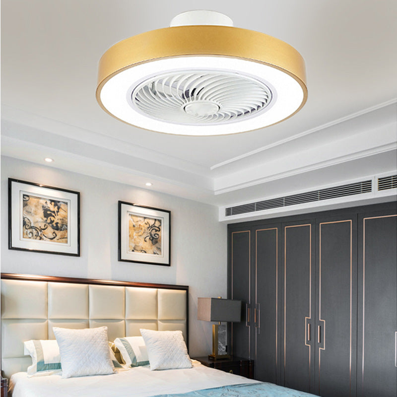 Moderne nordische LED -Makkaronendeckenvorrichtung Schmiedeeisen kreisförmige Deckenventilatoren mit Acrylschatten