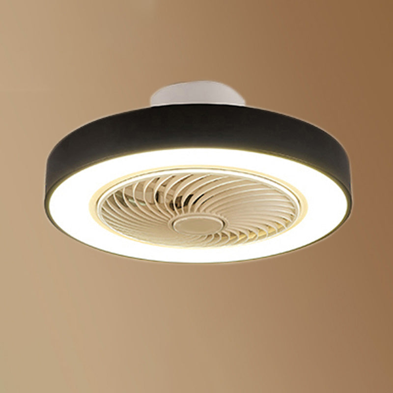 Moderne nordische LED -Makkaronendeckenvorrichtung Schmiedeeisen kreisförmige Deckenventilatoren mit Acrylschatten