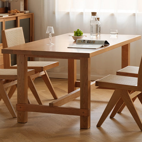 Rectangle Table Dining Table Simplicity Dinner Room Solid Wood Table with 4 Legs Base