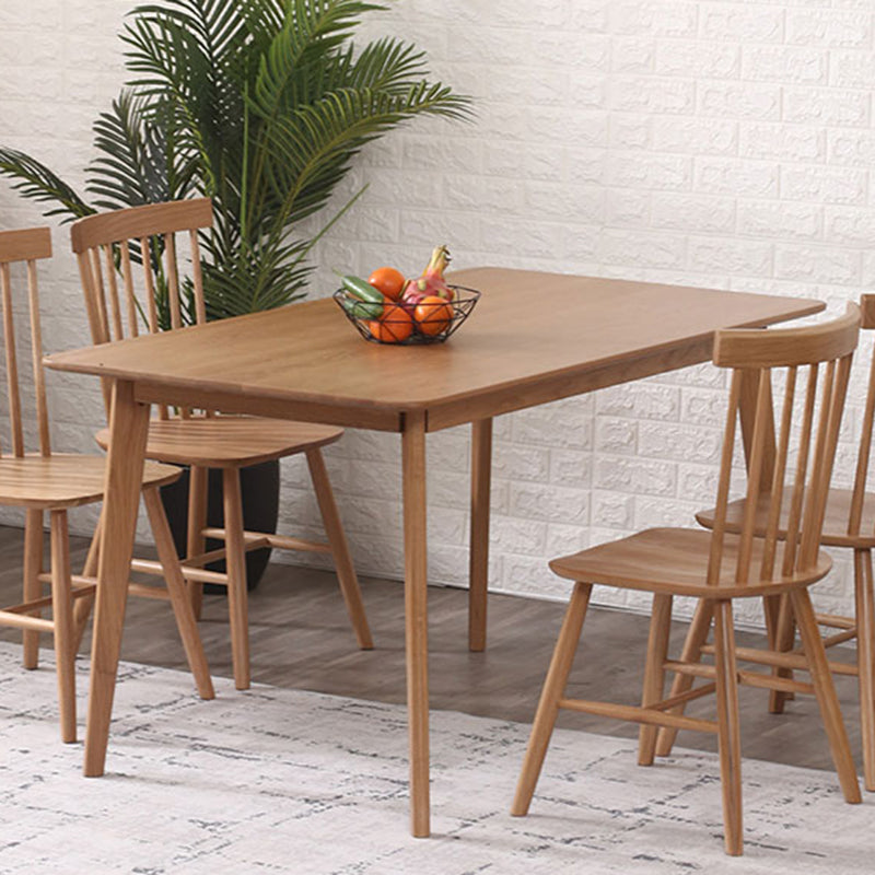 Table à manger rectangulaire contemporain table en bois massif en chêne avec 4 jambes pour le dîner de cuisine à la maison