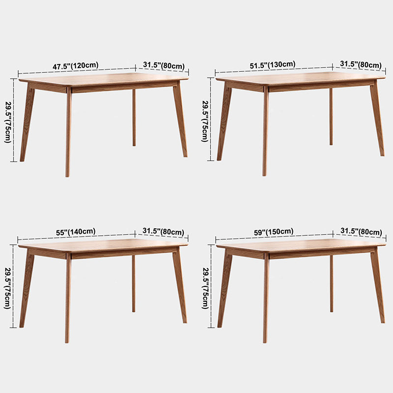 Table à manger rectangulaire contemporain table en bois massif en chêne avec 4 jambes pour le dîner de cuisine à la maison