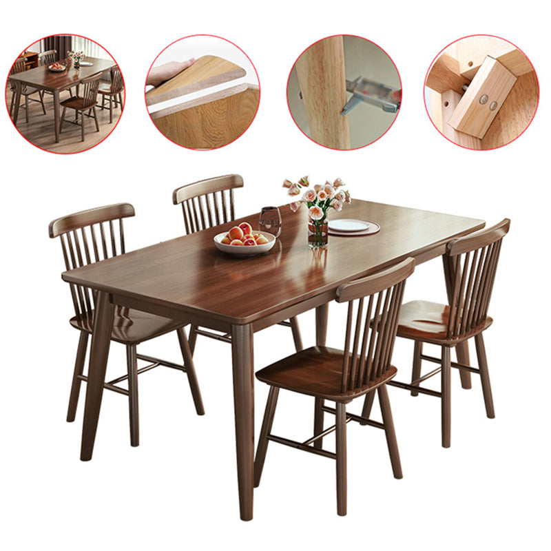 Zeitgenössisches Rechteck Esstisch Gummiholz Massivholz Tisch mit 4 Beinen für das Abendessen in der Küche zu Hause
