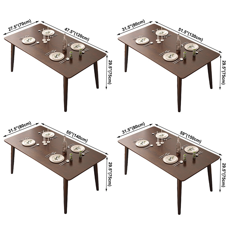 Zeitgenössisches Rechteck Esstisch Gummiholz Massivholz Tisch mit 4 Beinen für das Abendessen in der Küche zu Hause