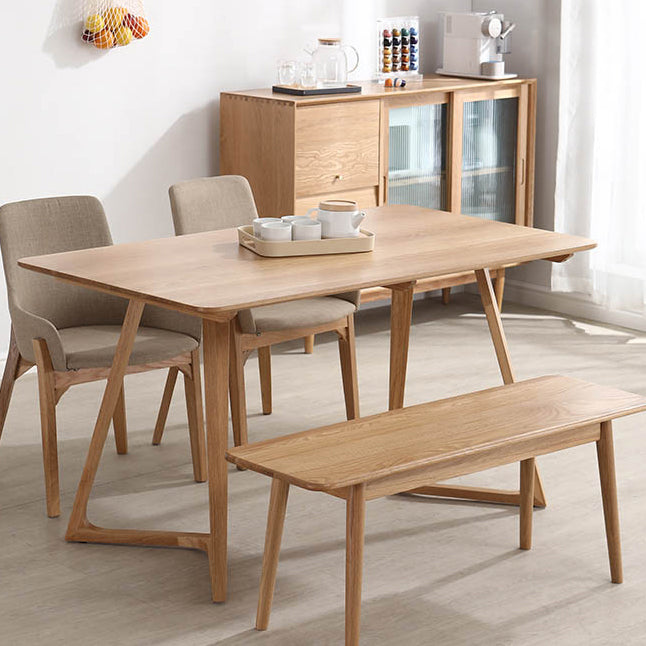 Tavolo da pranzo rettangolo contemporaneo tavolo in legno massiccio di quercia con doppio piedistallo