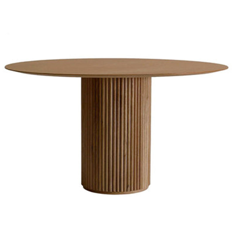 Mesa de comedor redonda contemporánea mesa de madera maciza con base de pedestal