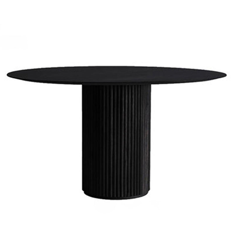 Mesa de comedor redonda contemporánea mesa de madera maciza con base de pedestal