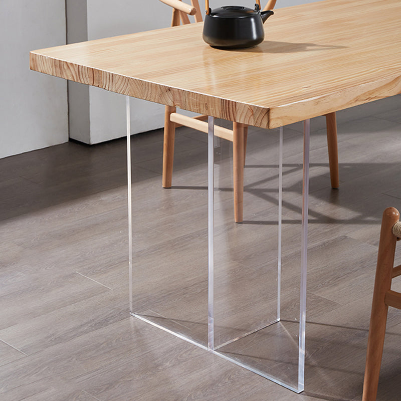 Minimalists Rectangle Khaki Dining Table Solid Wood Standard Dining Table for Kitchen