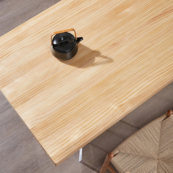 Minimalists Rectangle Khaki Dining Table Solid Wood Standard Dining Table for Kitchen
