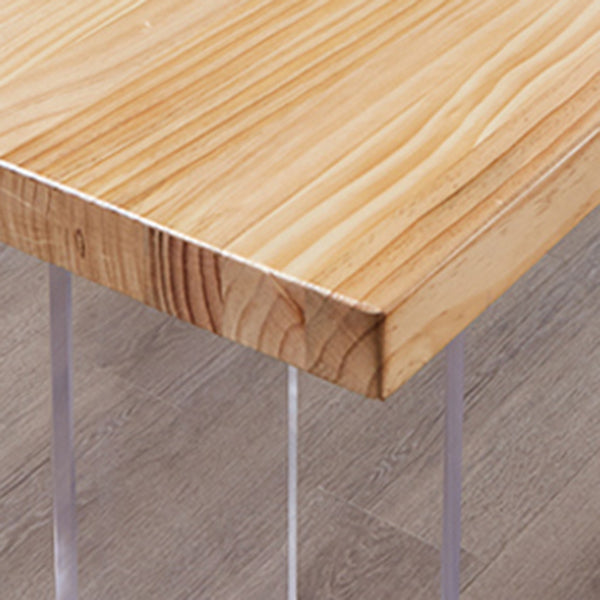 Minimalists Rectangle Khaki Dining Table Solid Wood Standard Dining Table for Kitchen