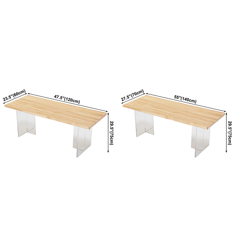 Minimalists Rectangle Khaki Dining Table Solid Wood Standard Dining Table for Kitchen