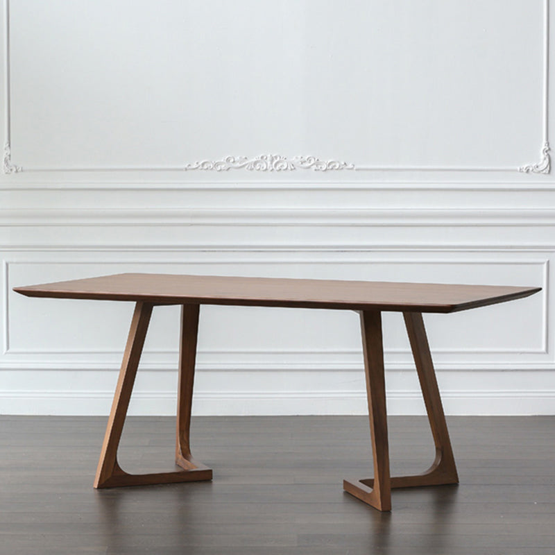Contemporary Kitchen Standard Dining Table Solid Wood Rectangle Dining Table in Brown