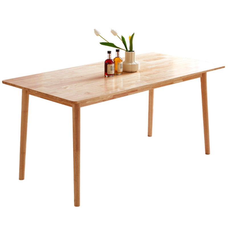 Mesa de comedor rectangular de color madera, mesa de madera maciza contemporánea con 4 patas