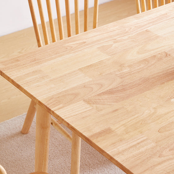 Mesa de comedor rectangular de color madera, mesa de madera maciza contemporánea con 4 patas
