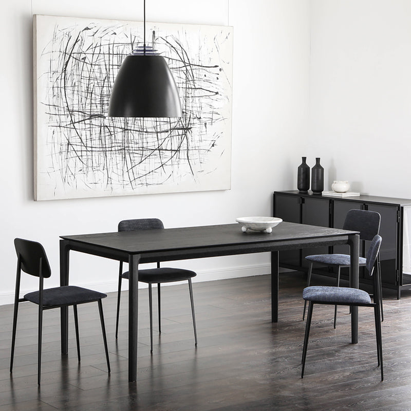Tavolo da pranzo in legno massiccio nero moderno tavolo da pranzo cucina rettangolo con 4 gambe