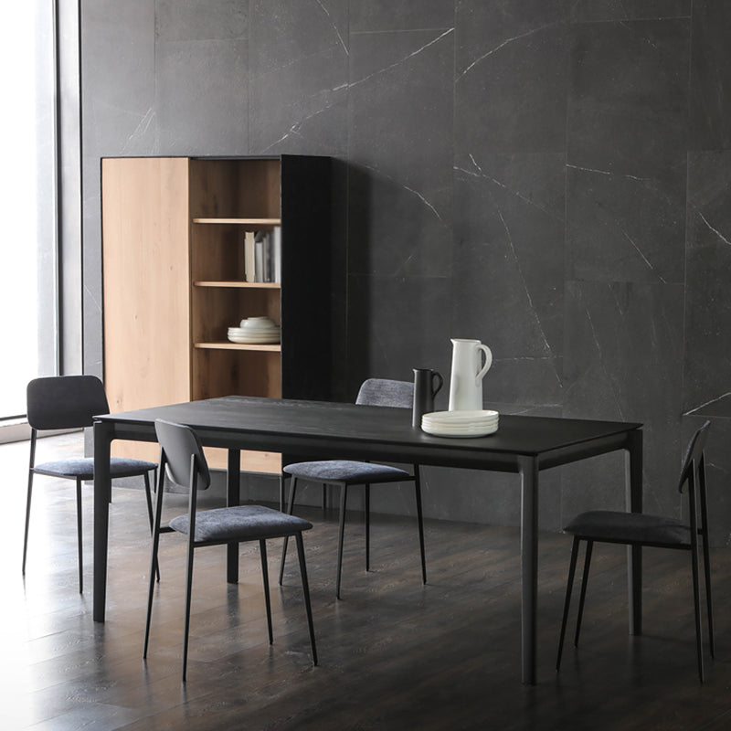 Tavolo da pranzo in legno massiccio nero moderno tavolo da pranzo cucina rettangolo con 4 gambe