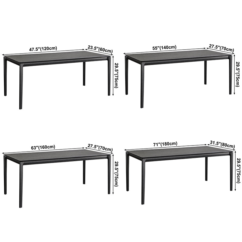 Tavolo da pranzo in legno massiccio nero moderno tavolo da pranzo cucina rettangolo con 4 gambe