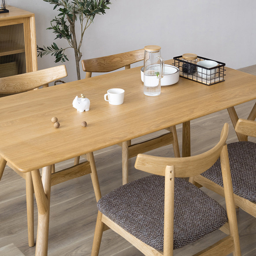 Mesa de comedor rectangular contemporánea, mesa de madera maciza con 4 patas para la cena de la cocina casera