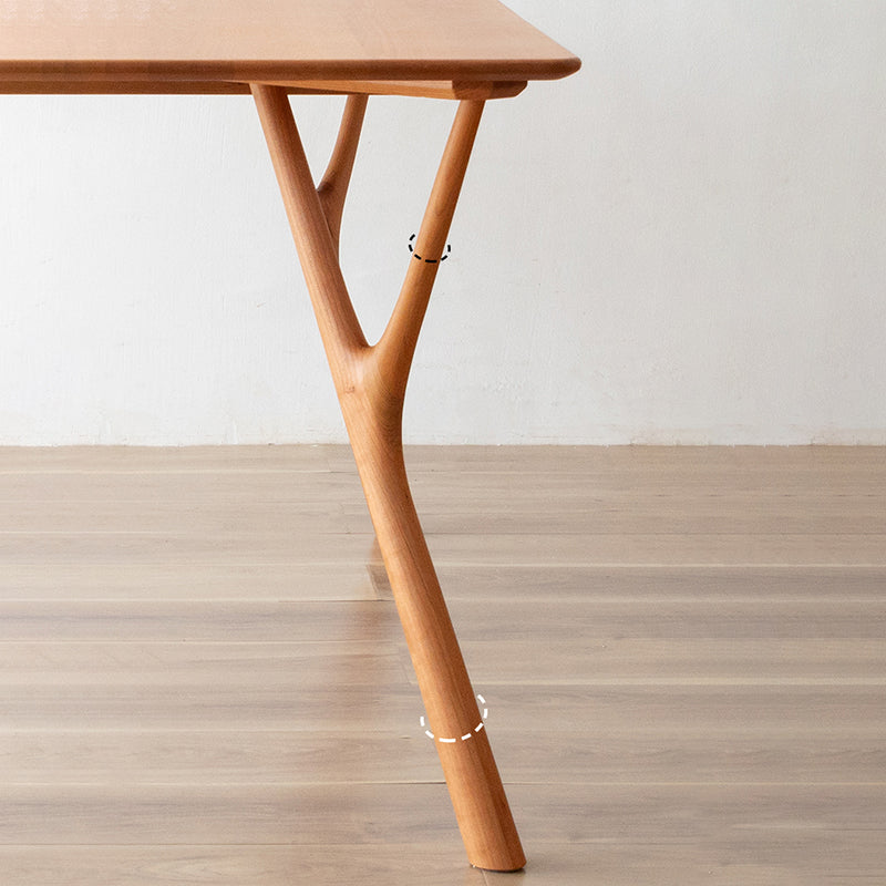 Mesa de comedor rectangular contemporánea, mesa de madera maciza con 4 patas para la cena de la cocina casera