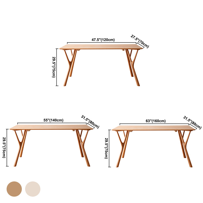 Mesa de comedor rectangular contemporánea, mesa de madera maciza con 4 patas para la cena de la cocina casera