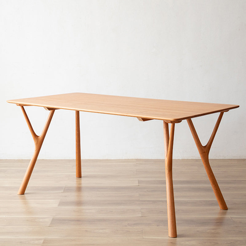 Mesa de comedor rectangular contemporánea, mesa de madera maciza con 4 patas para la cena de la cocina casera