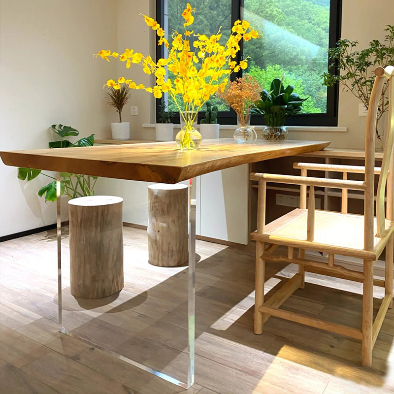 Mesa de comedor informal rectángulo Mesa de madera de madera fija de madera sólida de pino