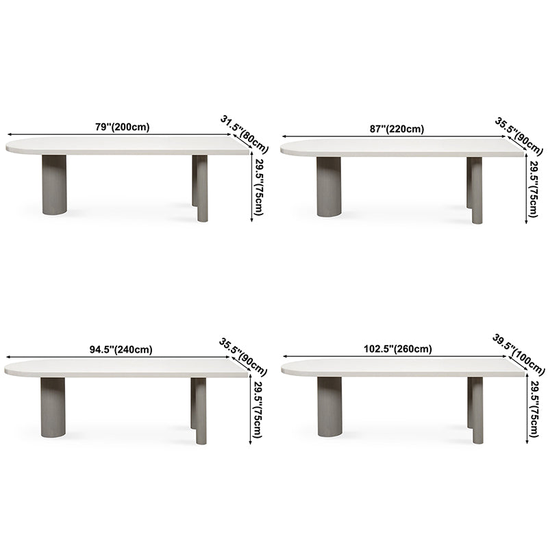 Irregular Pine Solid Wood Dining Table Modern White Top Island Table with 3 Legs