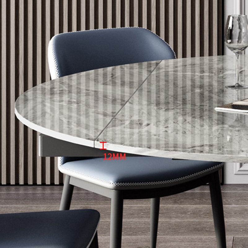 Mesa de comedor de hoja redonda moderna Mesa de piedra sinterizada con base de pedestal, 53.1 "L x 33.5" W x 30 "H