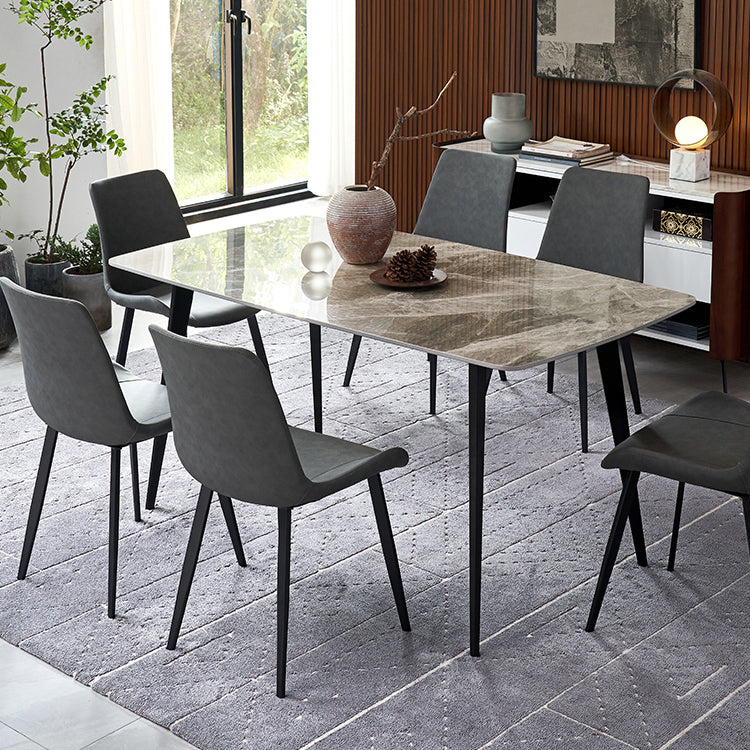 Metal Modern Rectangle Dining Table Sintered Stone Dining Table for Kitchen and Dining Room