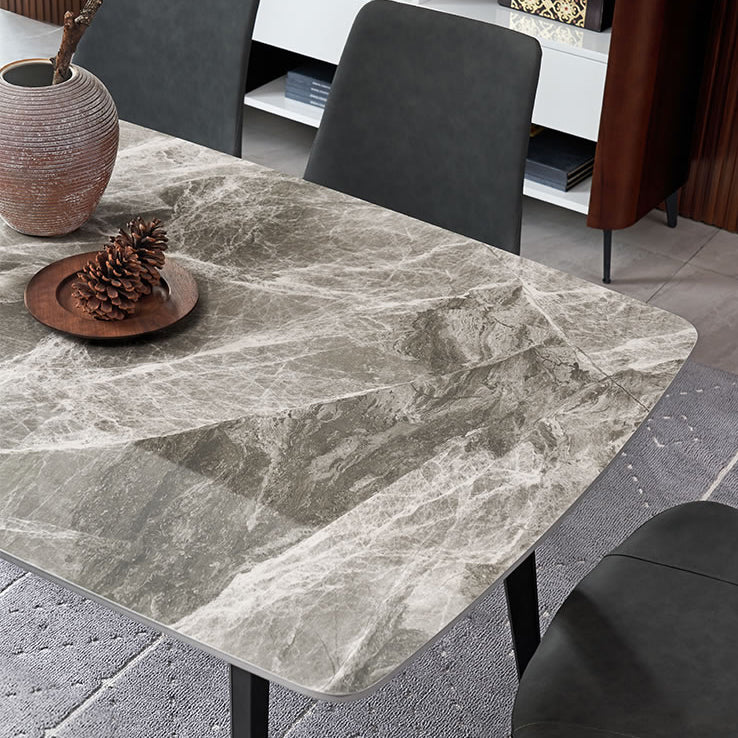 Metal Modern Rectangle Dining Table Sintered Stone Dining Table for Kitchen and Dining Room
