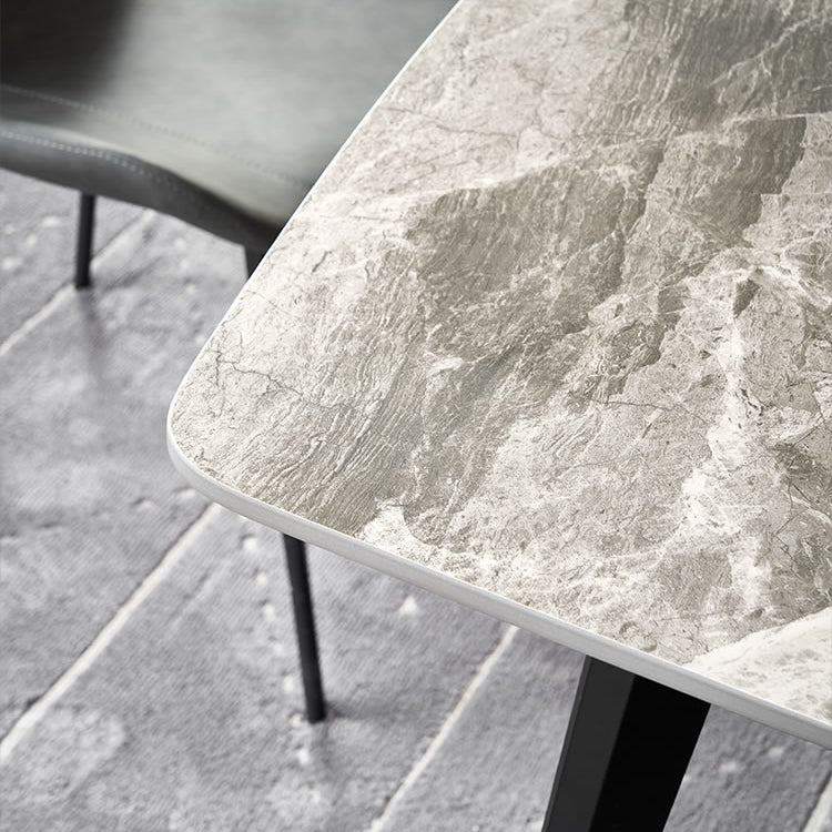 Metal Modern Rectangle Dining Table Sintered Stone Dining Table for Kitchen and Dining Room