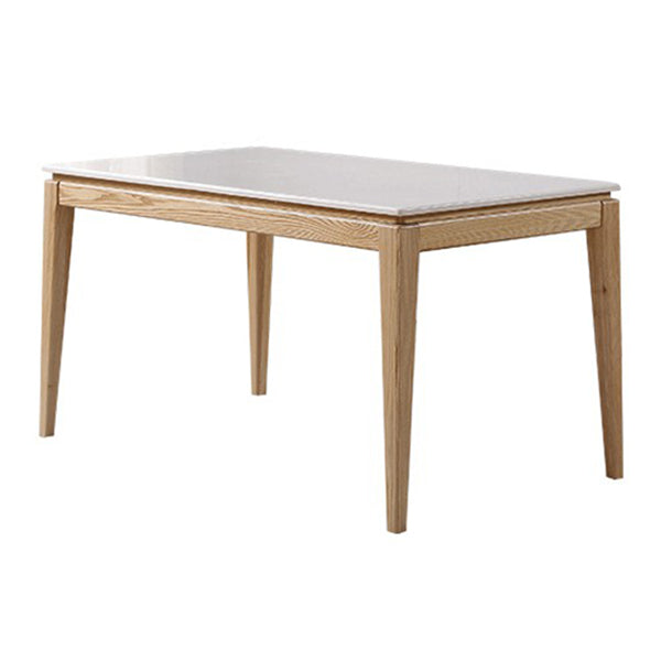 Rectangle Home Dining Table Simplicity Dinner Room Sintered Stone Table with 4 Wood Legs