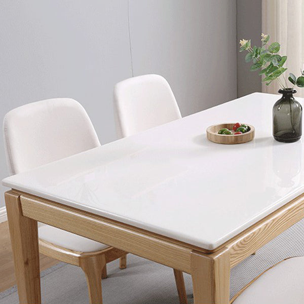 Rectangle Home Dining Table Simplicity Dinner Room Sintered Stone Table with 4 Wood Legs