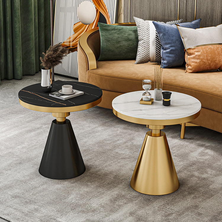 Mesa de comedor de piedra sinterizada de estilo moderno con base de pedestal
