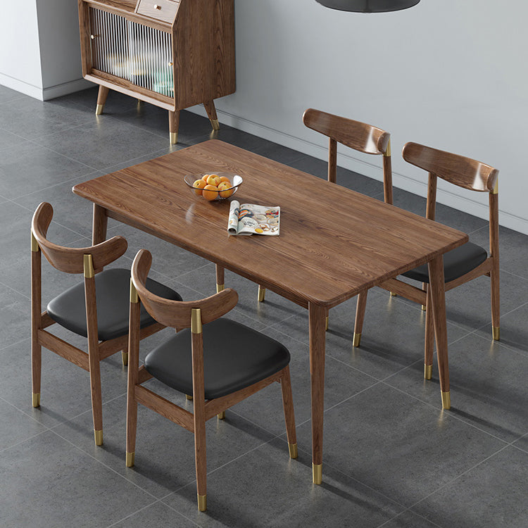 Contemporary Standard Brown Dining Table Solid Wood Rectangle Dining Table for Kitchen