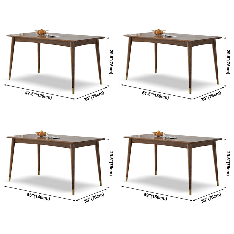 Contemporary Standard Brown Dining Table Solid Wood Rectangle Dining Table for Kitchen