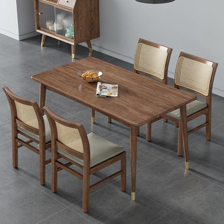 Contemporary Standard Brown Dining Table Solid Wood Rectangle Dining Table for Kitchen