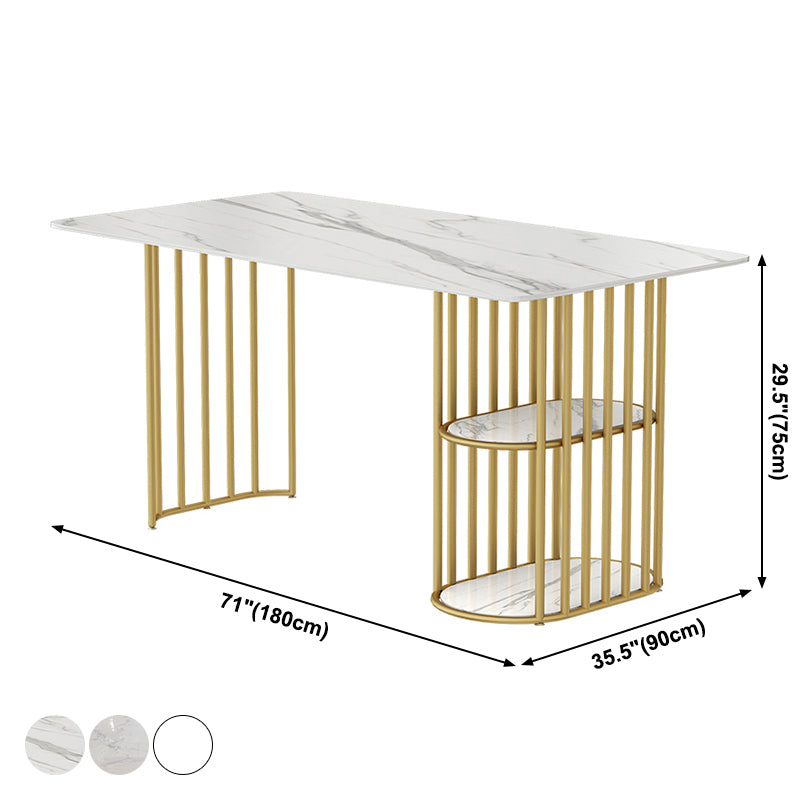 Mesa de comedor rectangular contemporáneo de metal Mesa de piedra sinterizada para cocina y comedor