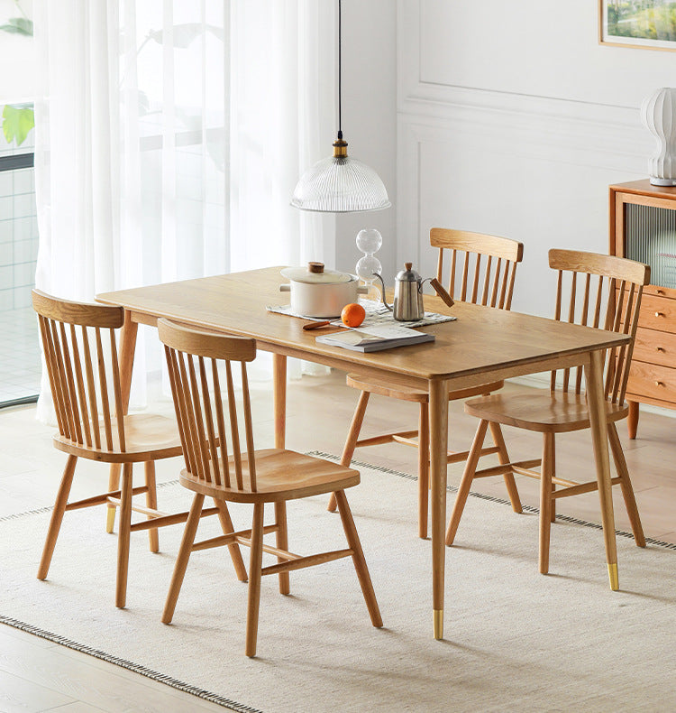 Mesa de comedor rectangular moderna mesa de madera maciza con 4 patas para la cena de cocina en casa
