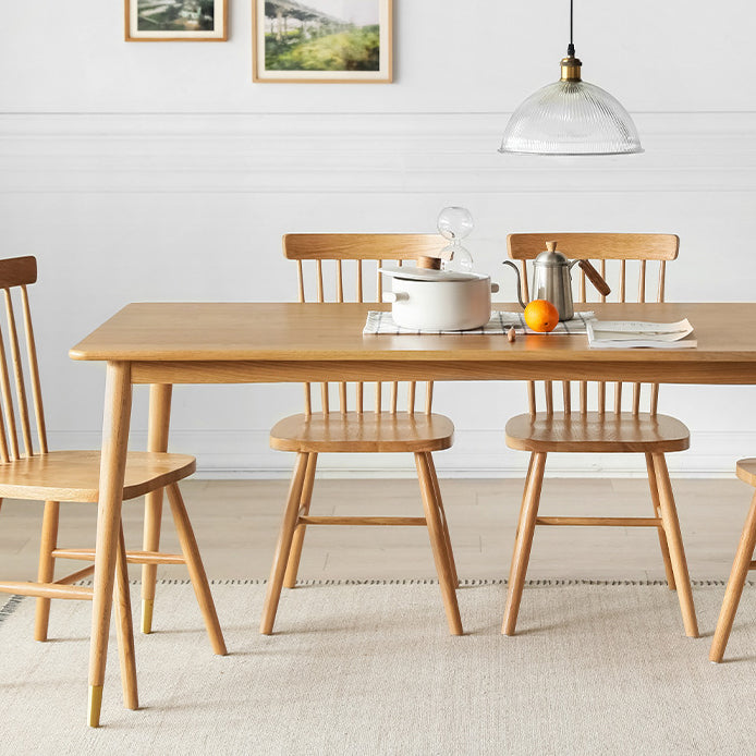 Mesa de comedor rectangular moderna mesa de madera maciza con 4 patas para la cena de cocina en casa