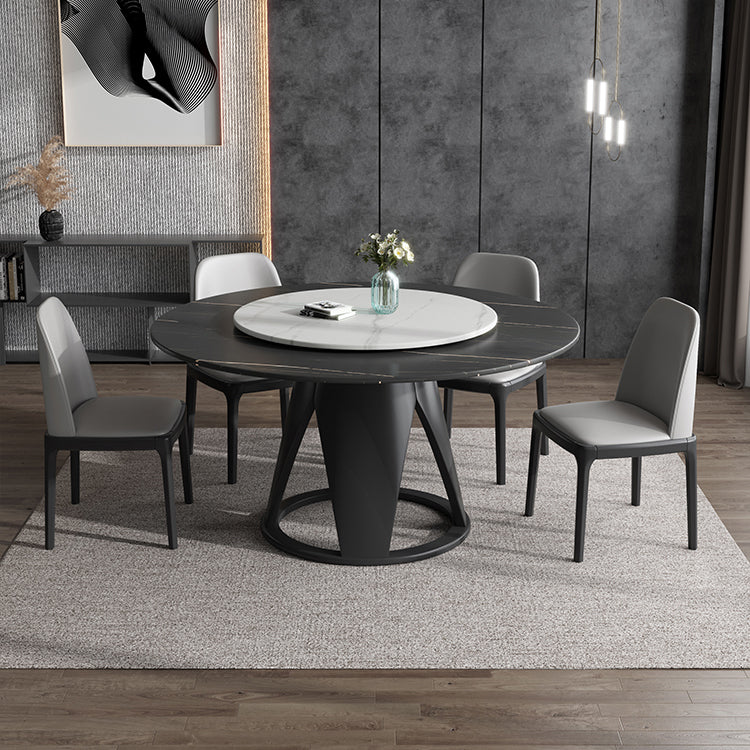 Modern Round Shape Kitchen Dining Table Sintered Stone Standard Dining Table with Pedestal Base