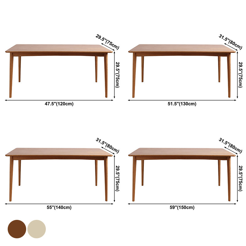 Rectangle Solid Wood Table Modern Dining Table with 4 Legs for Restaurant