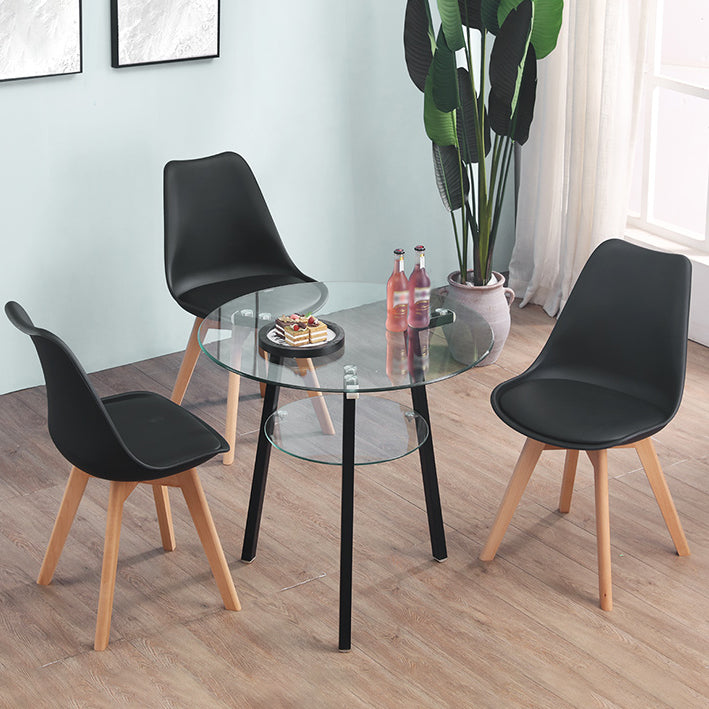 Round 3 Legs Modern Dining Table Transparent Fixed Table of Clear Glass