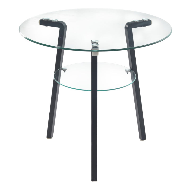 Round 3 Legs Modern Dining Table Transparent Fixed Table of Clear Glass