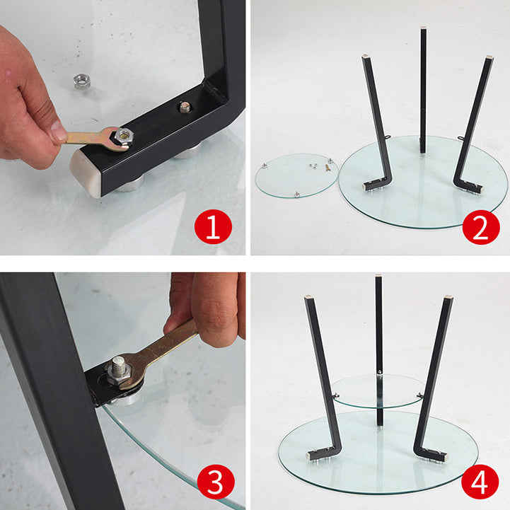 Round 3 Legs Modern Dining Table Transparent Fixed Table of Clear Glass